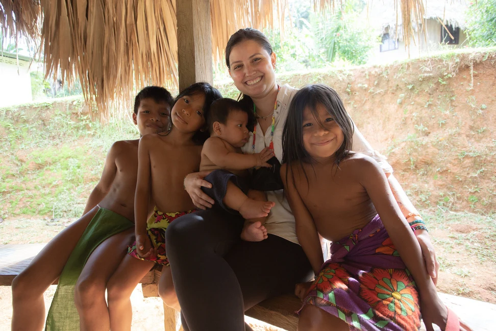 Nicole Marciacq visiting a local community, from the Marciacq Travel presentation